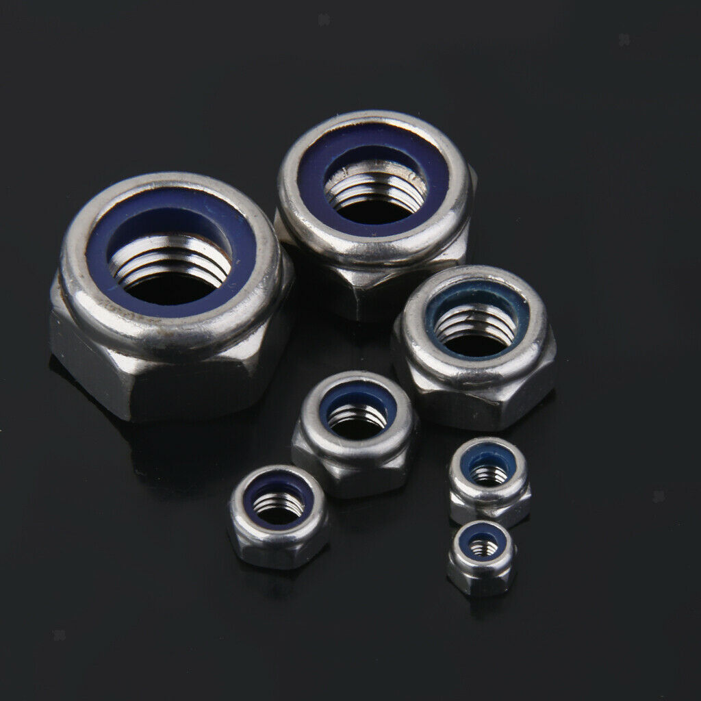 20Pcs M3,M4 Stainless Steel Nuts To Fit Metric Bolts Screws Nylon Insert Locking
