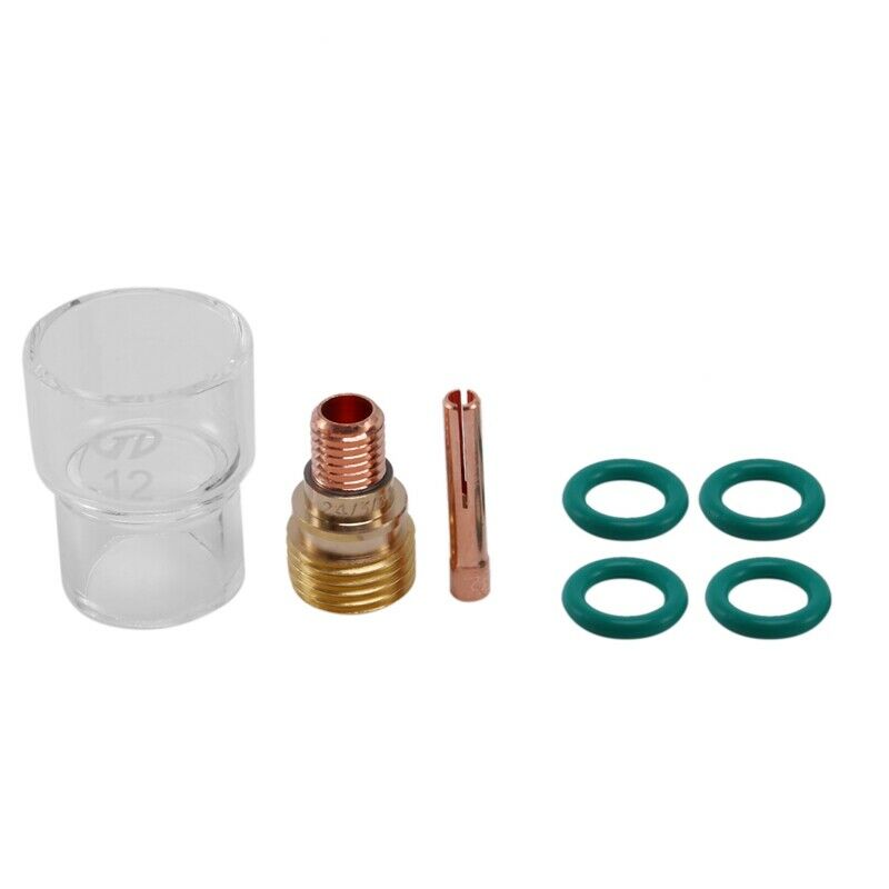 7Pcs/Set #12 Pyrex Glass Cup Kit Stubby Collets Body Gas Lens Tig Welding TorcW9