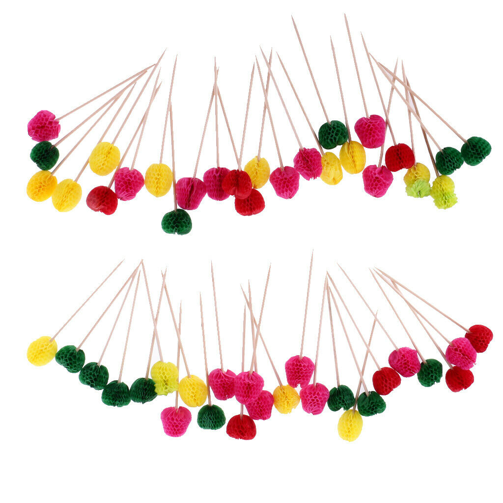 Approx.50pcs Honeycomb Fruit Style Umbrellas Picks Cocktail Party Food Picks