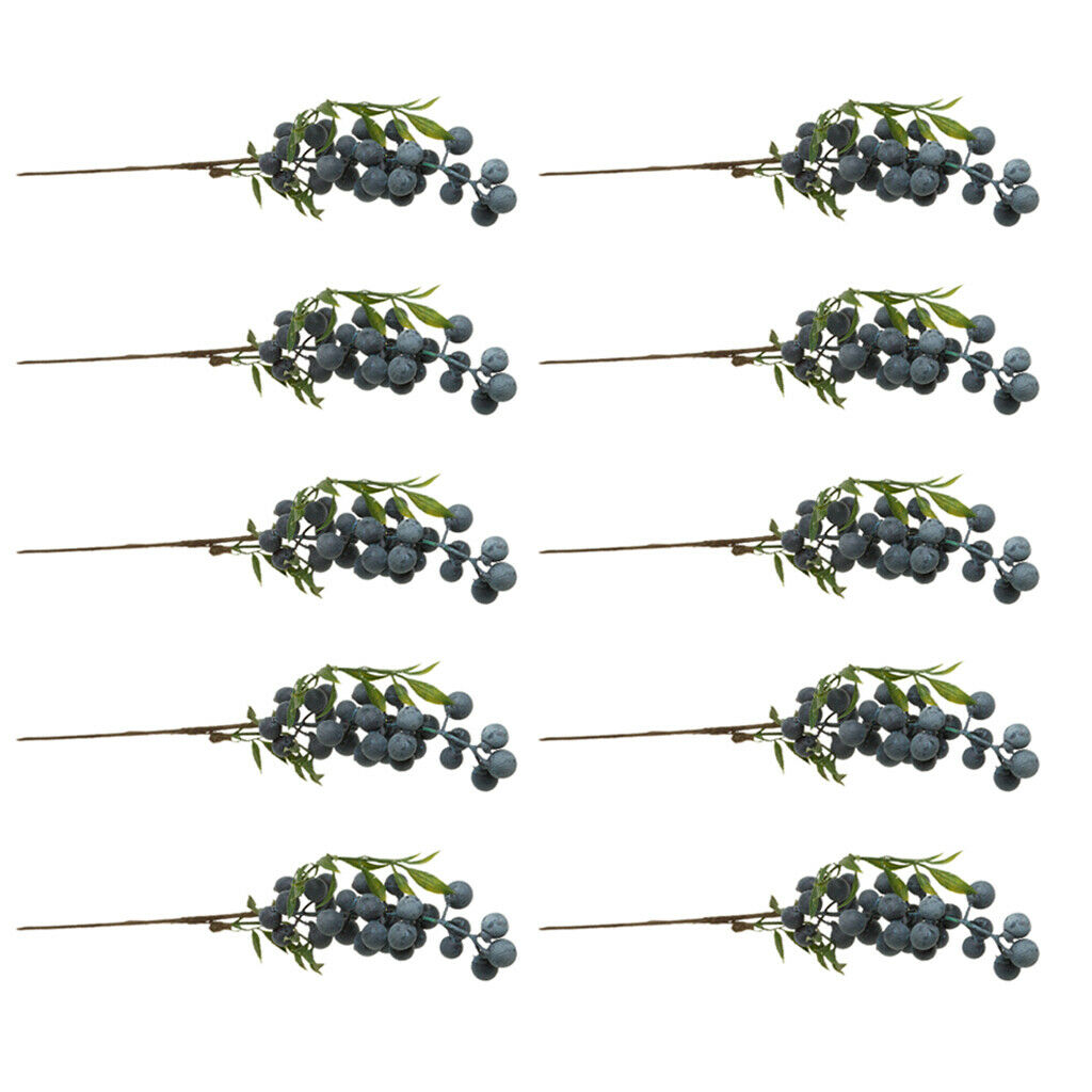 10Pieces Artificial Plant Flower Fruit Berries Bouquet Home Decor Blueberry