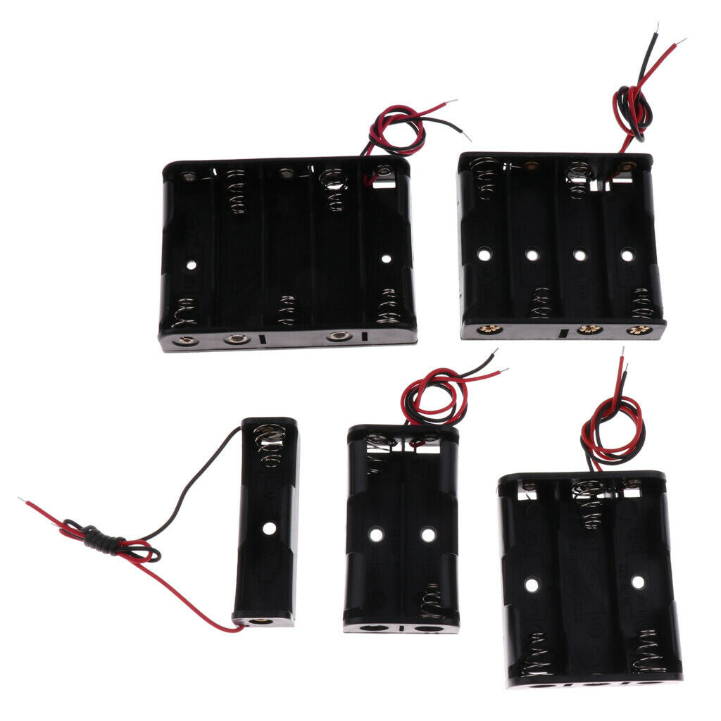 Box of 10 Black Battery Holder Packs with Cables That Can Hold AA Battery