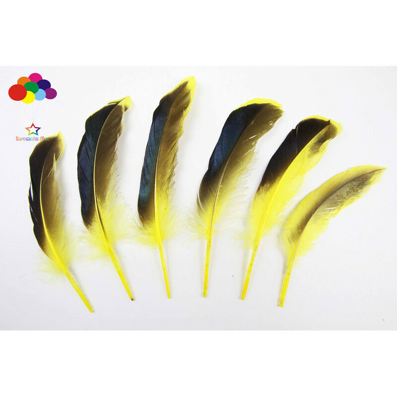 Diy 100 Pcs natural duck feather dyed yellow 10-15 cm/4-6 inch Carnival headress