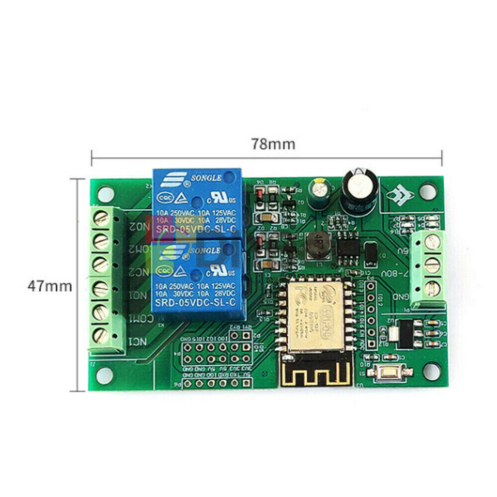 ESP8266 5V Power Supply WIFI Dual Channel Relay Module ESP-12F Development Doard