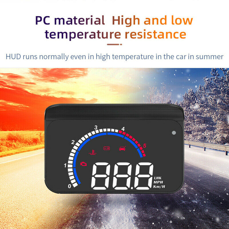 Car Head-up Display Hidden OBD HUD LED Speed Alarm Voltage RPM KM/Mph Water Temp