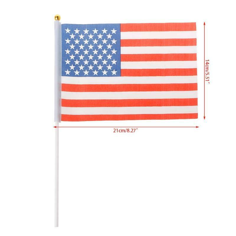 5 Pcs Mini American US USA National Flags Hand Waving Small Banner Poles