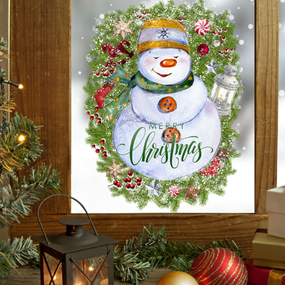 Christmas Window Stickers Santa Claus Elk Snowflakes Stickers Door Wall Decor