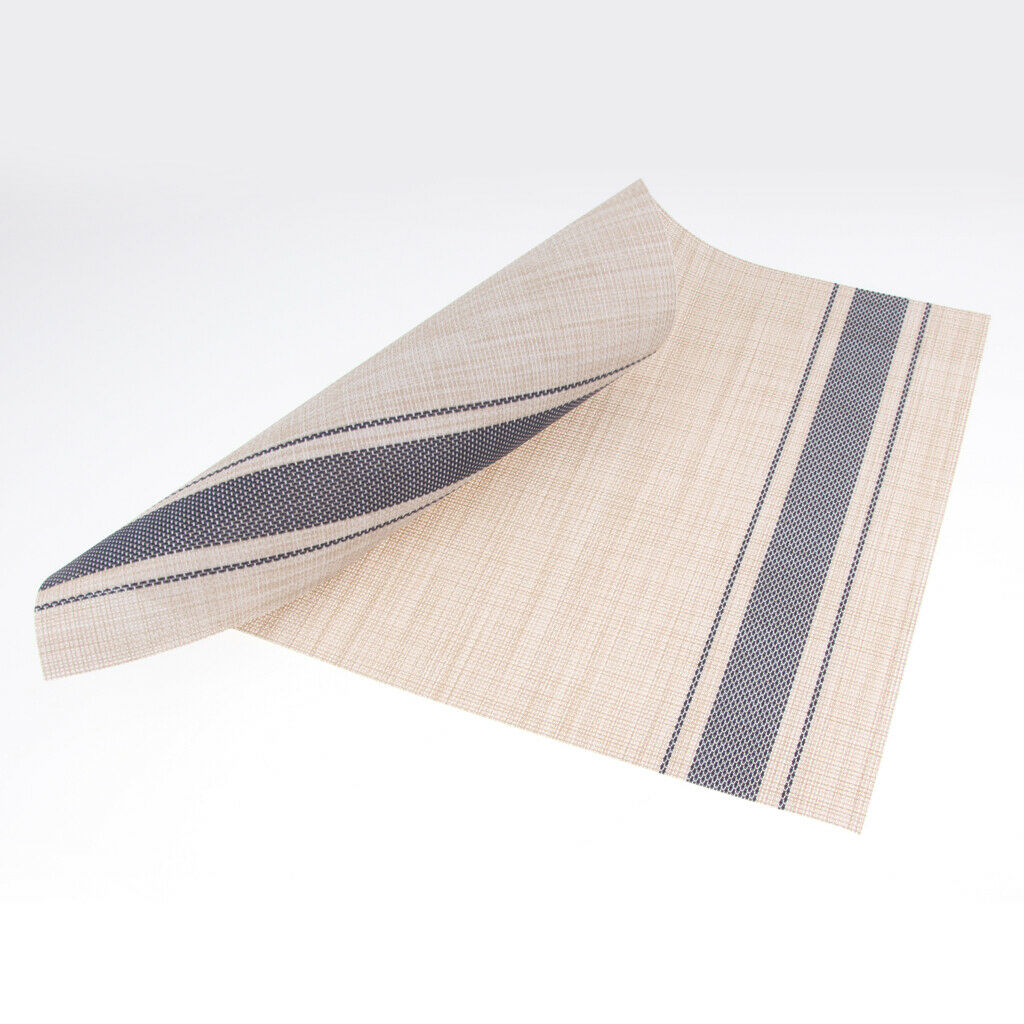 4-piece PVC Stripe Braided Insulated Mat Kitchen Dining Table Placemat Blue