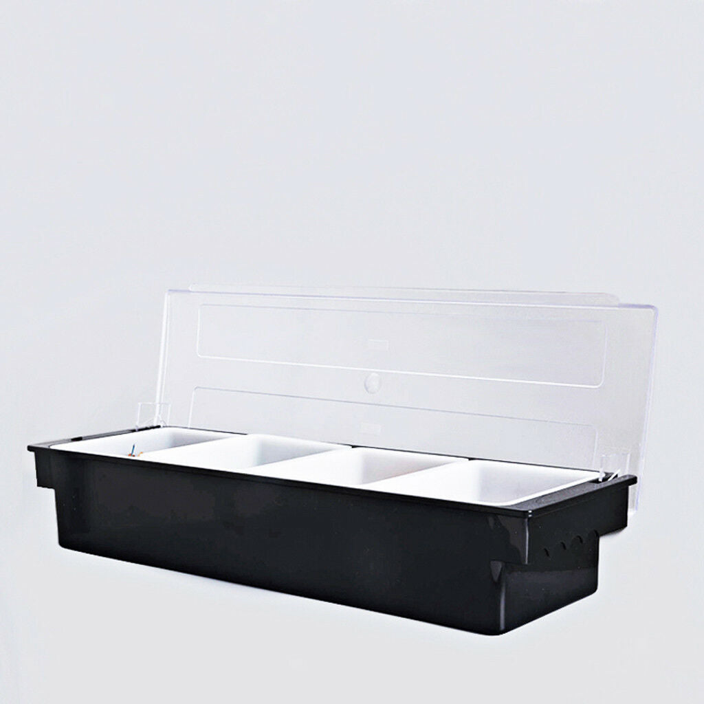 1pc Condiment Server Caddy Holder Dispenser, Container Cooler Bar 4 Trays