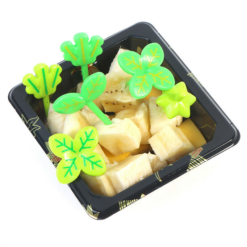 8pcs/set Fruit Fork Toothpick Leaves Decoration Lunch Box Bento Accessori.l8