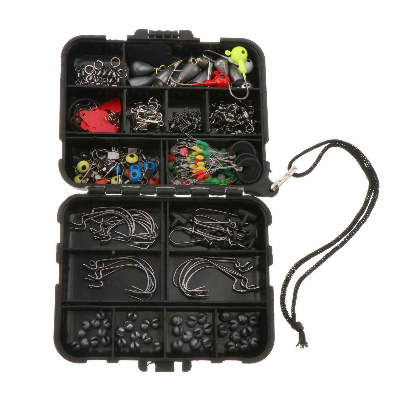 208pcs/Set Portable Fishing Accessories Kit Fishing Swivels Assorted Sizes
