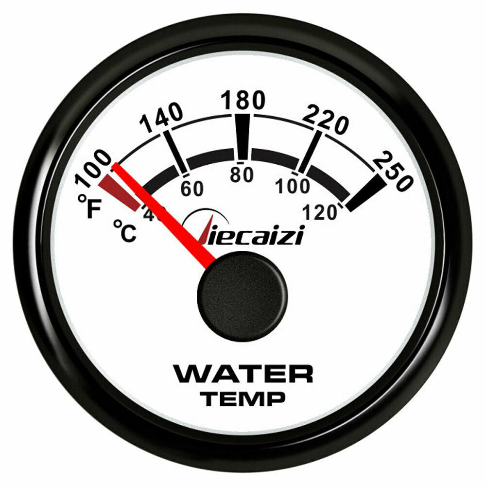 2-1/16" 52mm white water temp gauge 100-250F 40-120C 9-32VDC car marine blue led