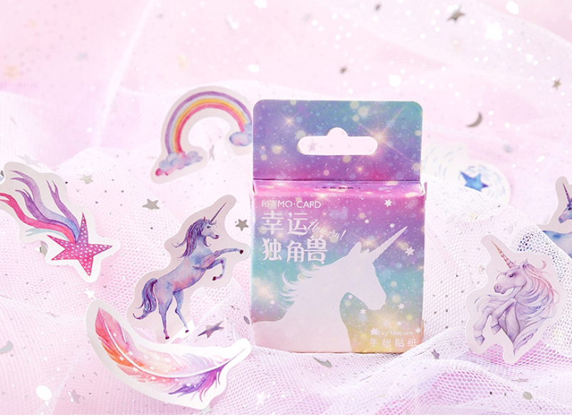 46Pcs/pack Cartoon Unicorn Scrapbooking Stickers Scrapbooking Embellishments
