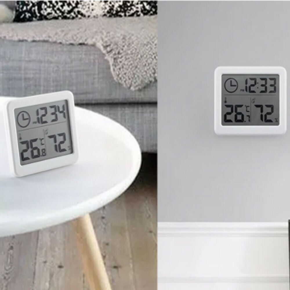 Digital LCD Hygrometer Clock Electronic Humidity Thermometer Outdoor Indoor Room