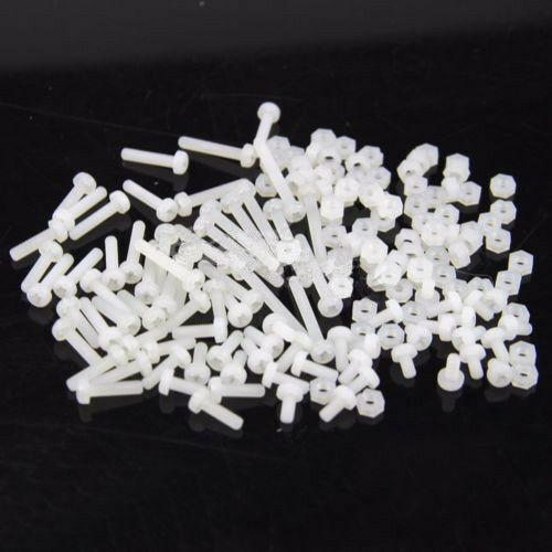 80 Pcs 8 Sizes M3 White Nylon Screws AND Nuts Assortment Kit
