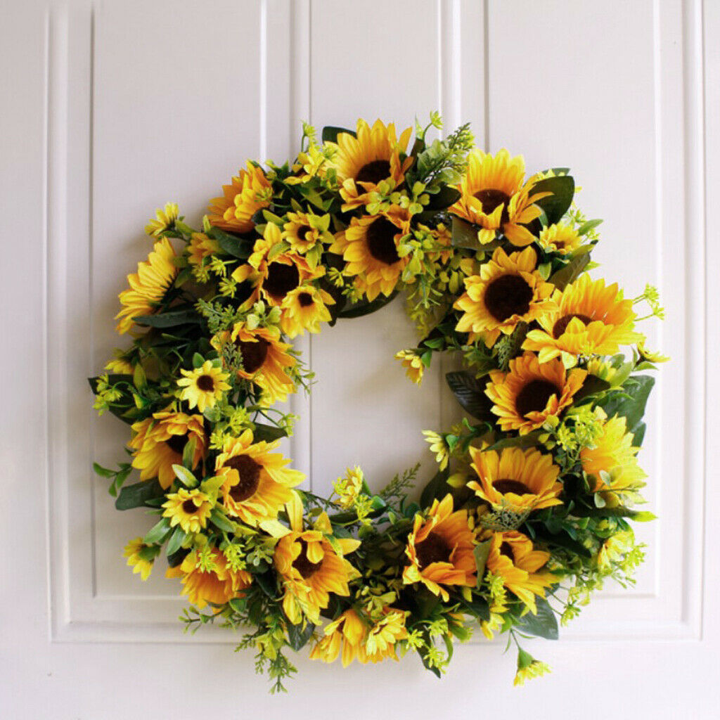 Sunflower Garland Crown Flower Wreath Thanksgiving Day Decor Wall Ornament