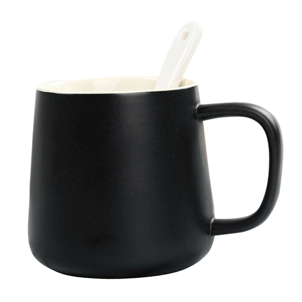 Ceramic Water Coffee Cup with Spoon Gifts for Lovers Water Coffee Cup Black