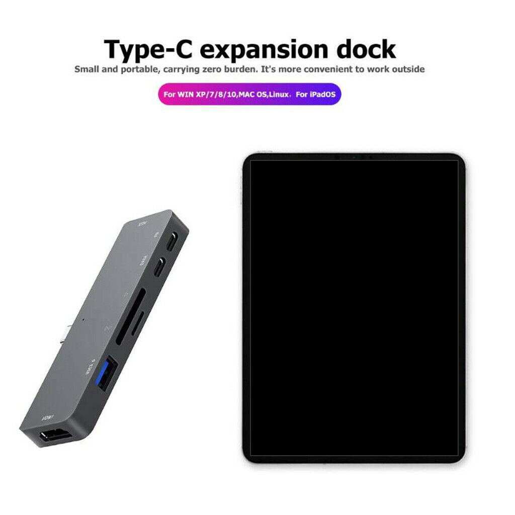 7in1 USB-C Hub Multiport USB 3.0 PD Charge Docking Station HUB for MacBook