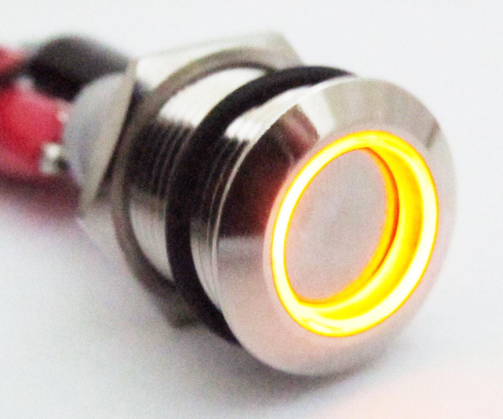 Metal Flat Ring illuminated Yellow Led Push Button Self-Locking Switch 16mm C1