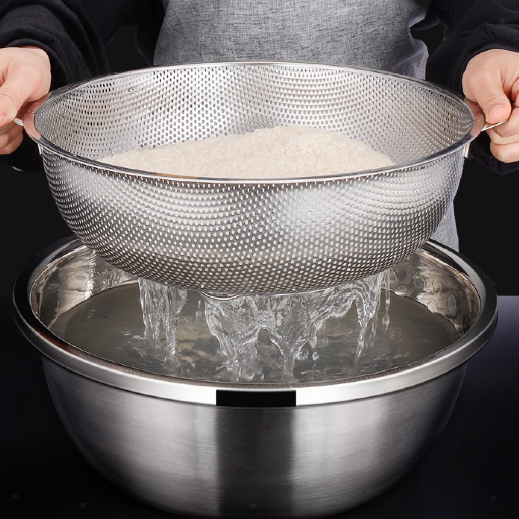 Stainless Steel Strainer Rice Sifter Dishwasher Safe Tableware Drainer 38cm