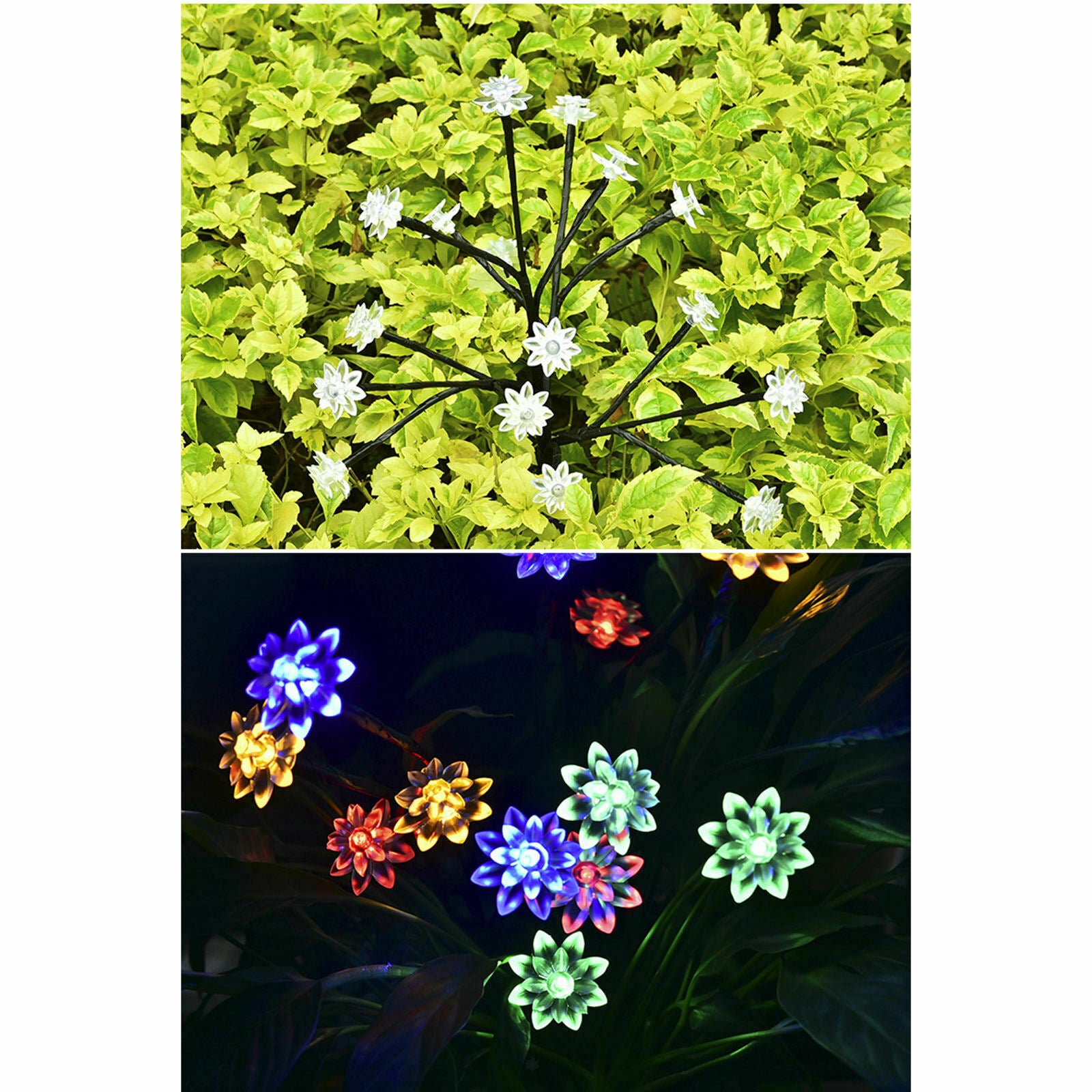 Solar Garden Stake Lights Home LED Pathway Lotus Flower Landscape Yard Deco