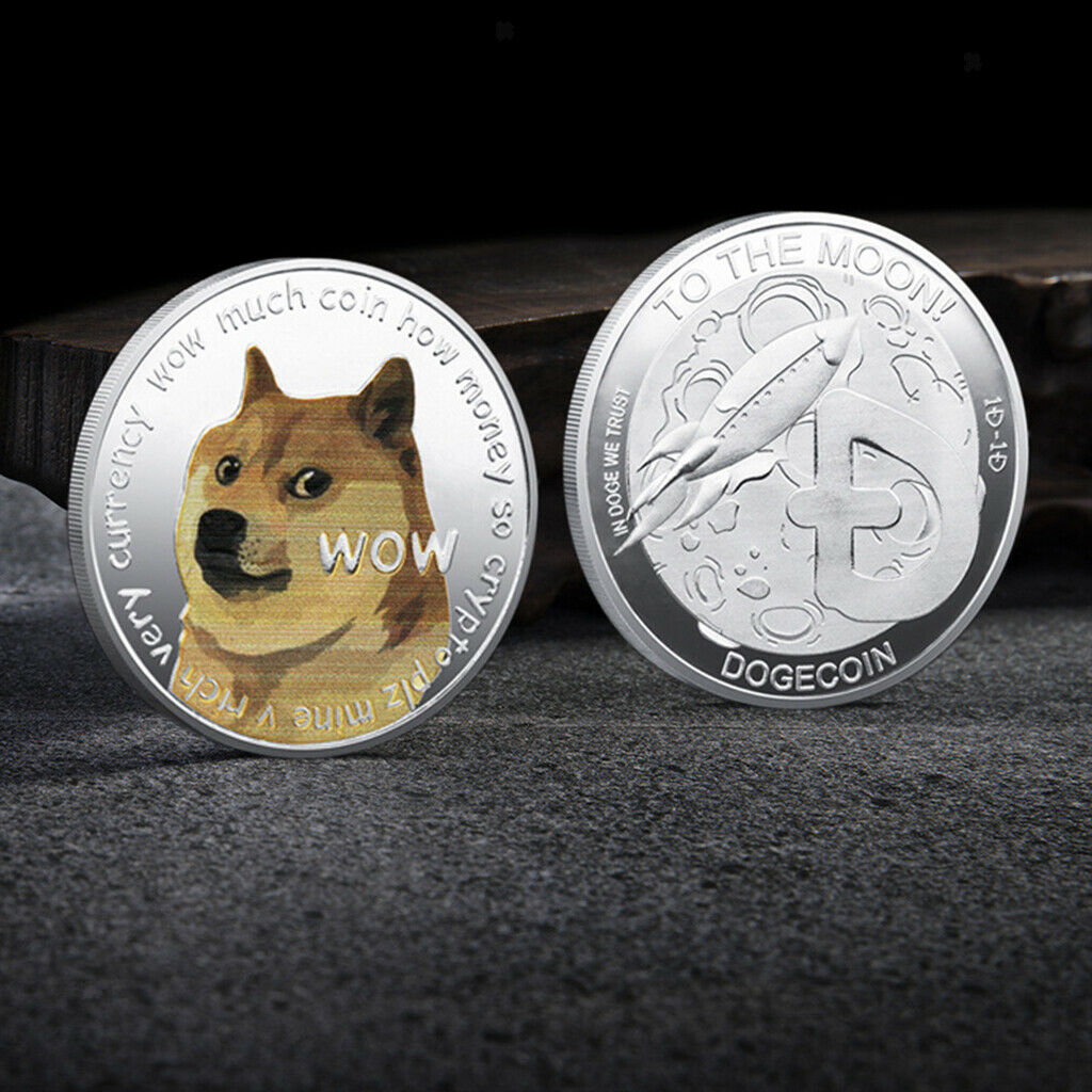 2x Kids Adults Creative Dog Commemorative Coins Dogecoin Souvenir Display