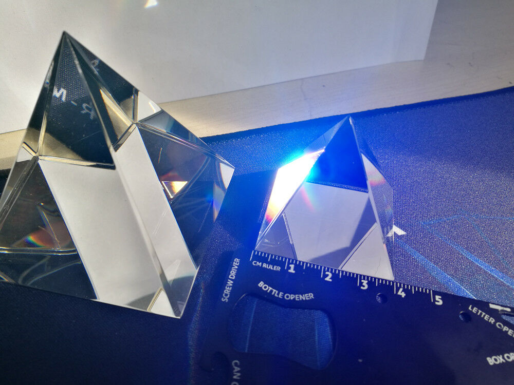40mm Optical Glass Prism Beam Splitter Crystal Pyramid for Science Optics DIY