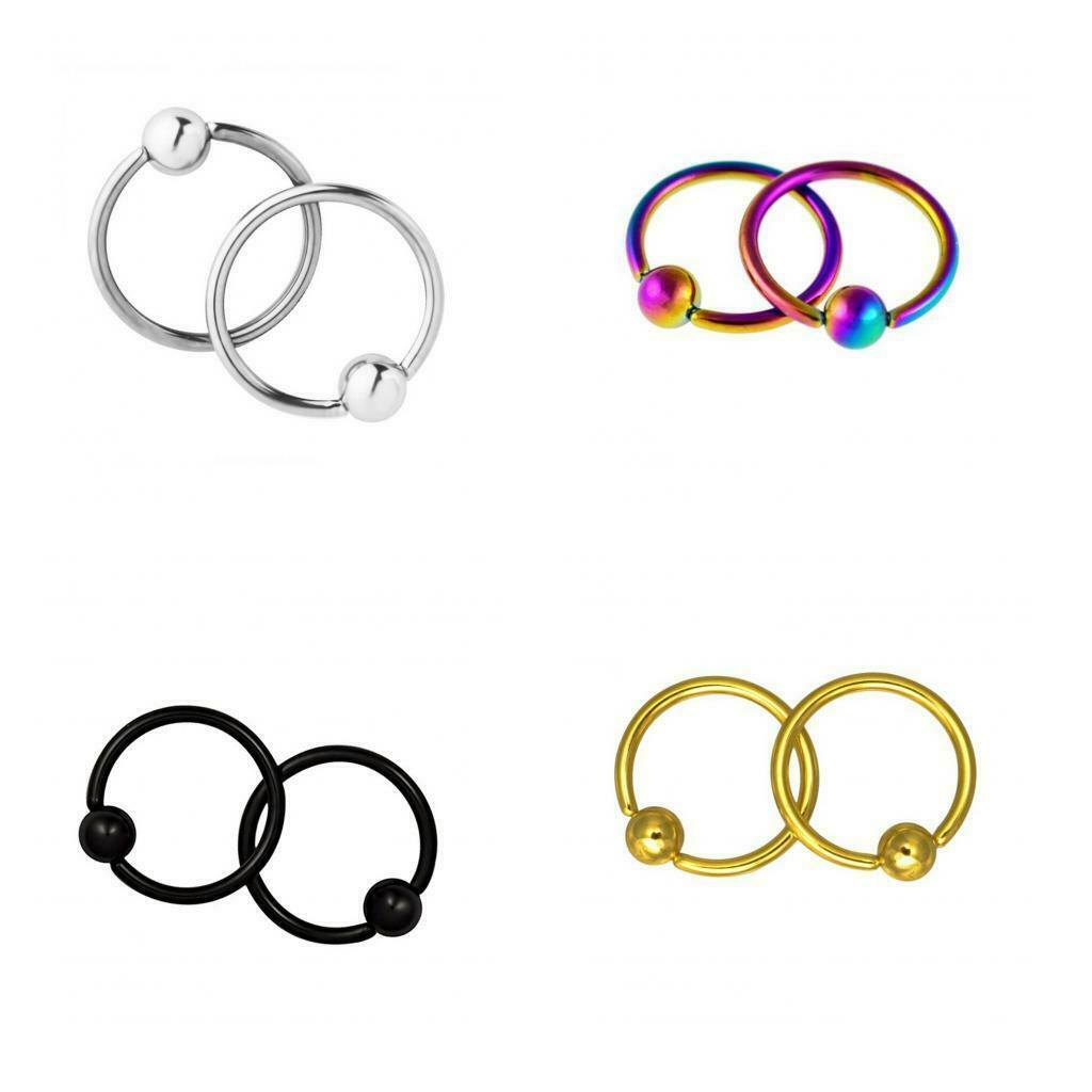 Pair of 4 Captive Rings 16G 11mm Stainless Steel Captive Bead Hoop Earrings 4mm