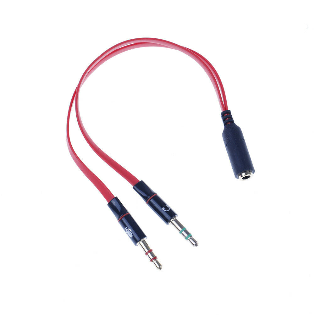 Y%Splitter 1 Female to 2 Male 3.5mm Mic Stereo Audio Adapter Audio Cable .l8