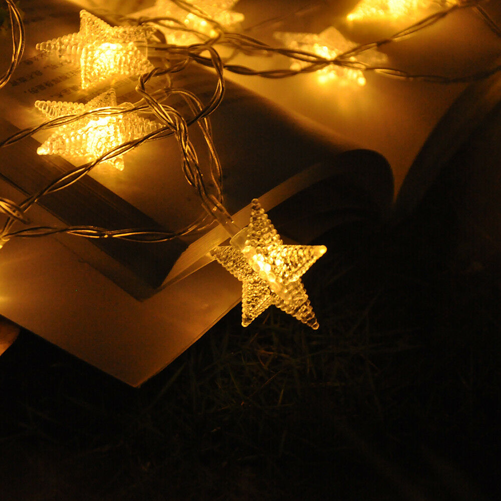 Fairy Lights String Garland Small Stars Battery Operated Christmas Party Decor