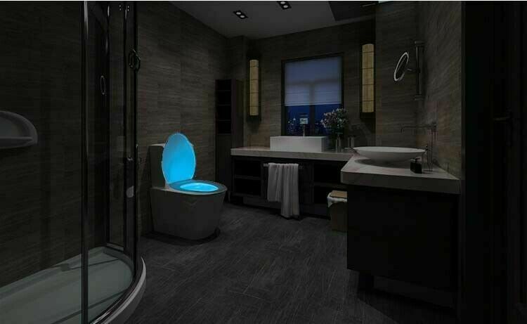 Home 8 Colors USB Rechargeable LED Toilet Bowl Night Light Body Motion Sensor