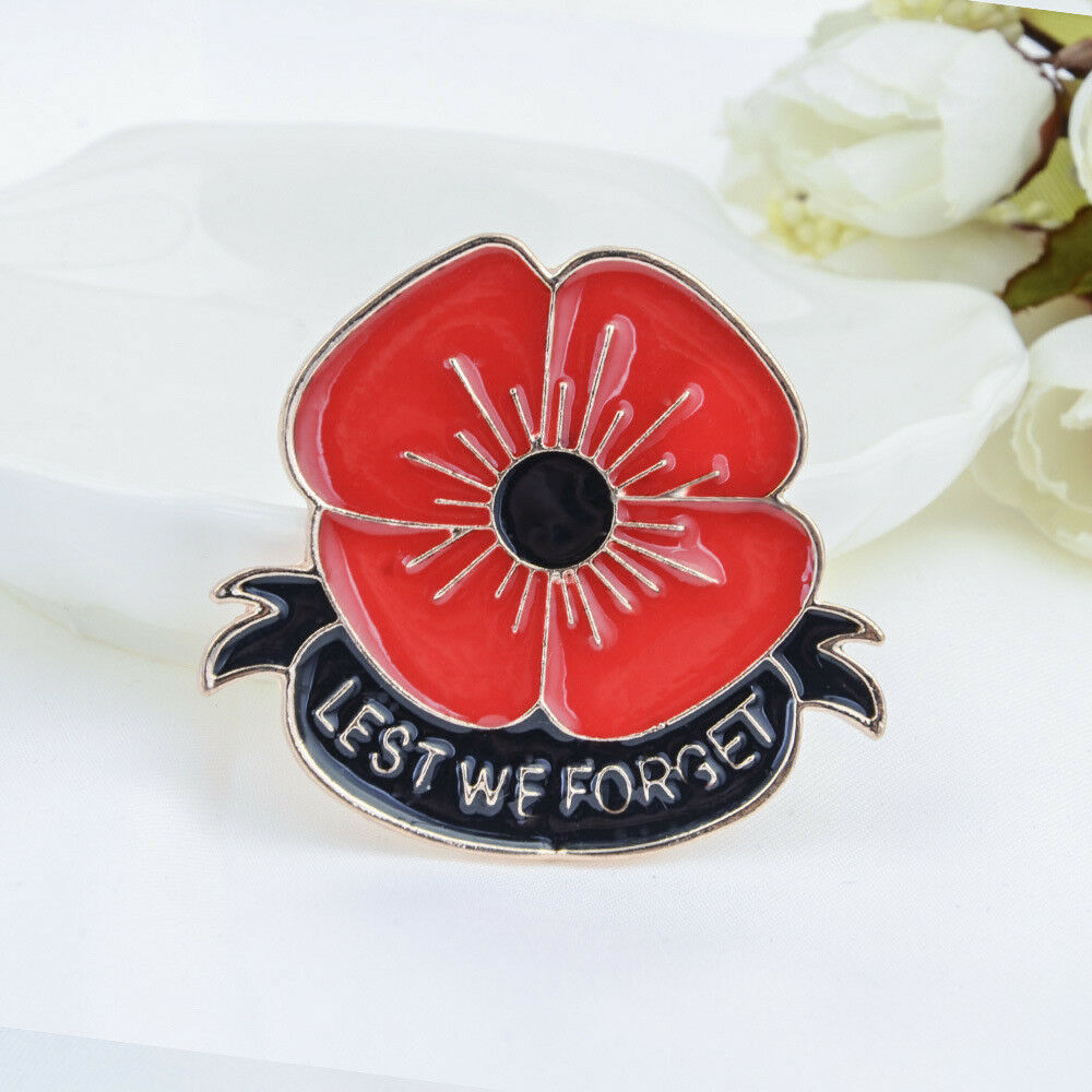 Red Poppy Flower Enamel Remembrance Brooch Lapel Pin Broach Badge Banquet New