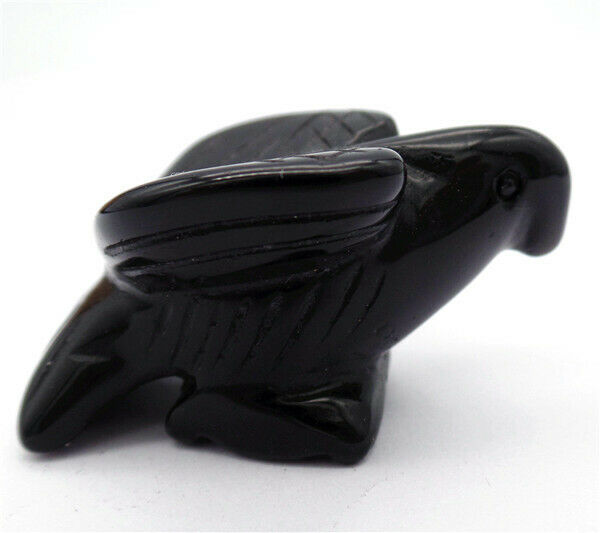 50x30x26mm Black Obsidian Carved Eagle Decoration Statue Stone Home Decor HH8077