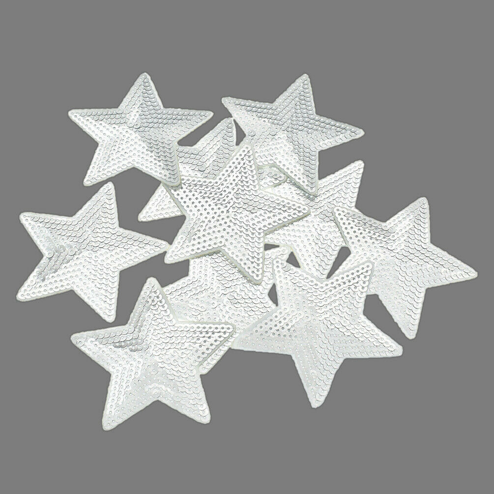 10 Pcs Sequins Star Patches Sew on Applique Embroidery Clothing Badge DIY Craft