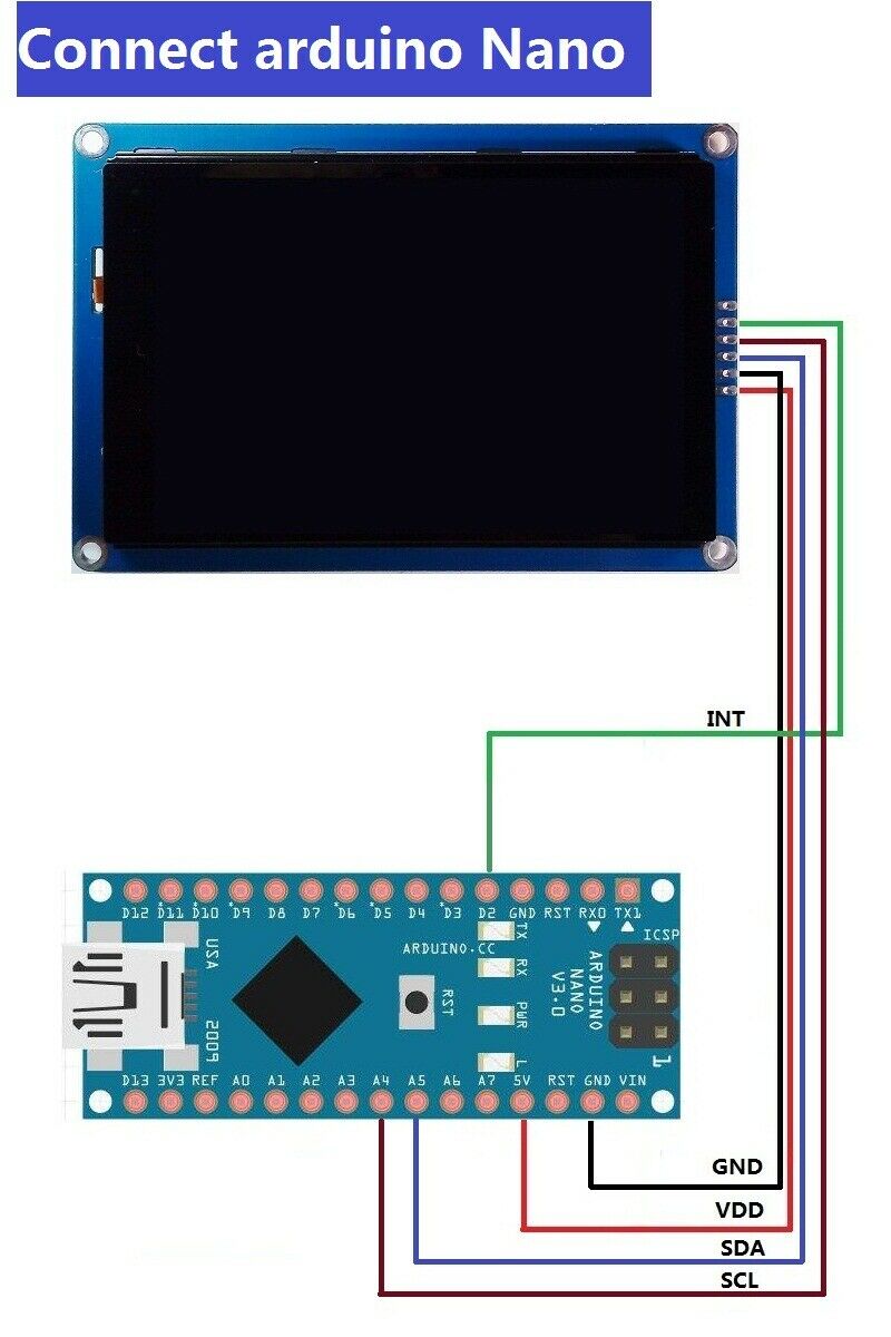 New 5 inch HMI I2C LCD Display Module Capacitive Touch Screen for Arduino