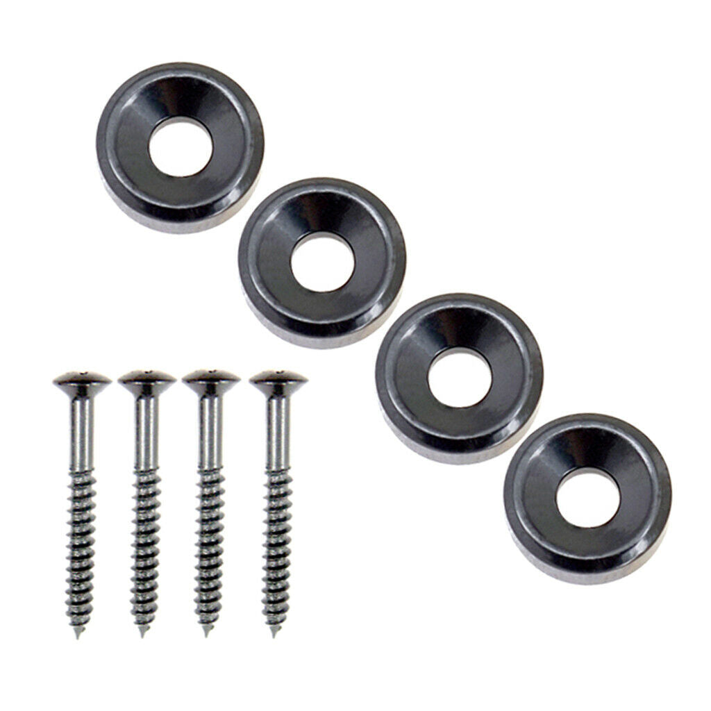 Guitar Bass Neck Ferrule Barrel Socket with Screw Black