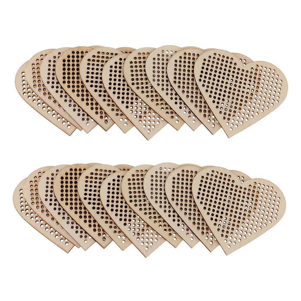 40pcs Wooden Shaped Multi-holes Wooden Pendants For Counted Cross Stitch Kit