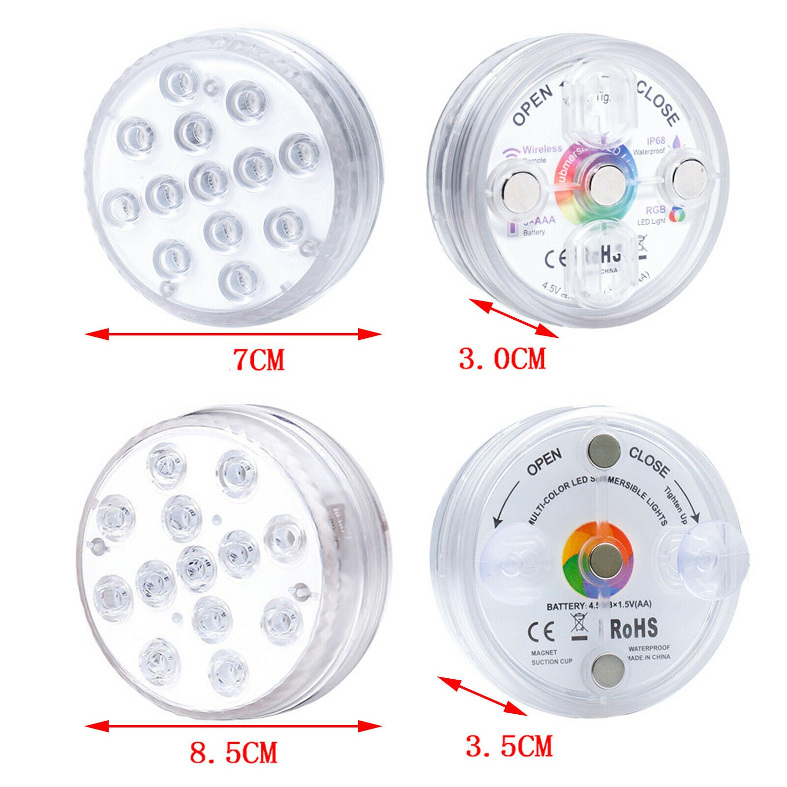 RGB Swimming Light Waterproof Underwater Lamp for Holiday Party Decor 2 Sets