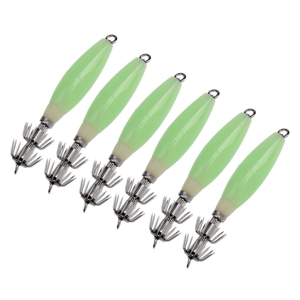 6   Pieces   Luminous   Squid   Jig   Hook   Saltwater   Fishing   Lure   Bait