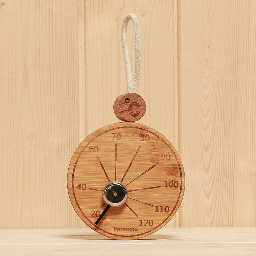 Bamboo Round Sauna Thermometer Hygrometer Celsius Temperature Measurement Meter