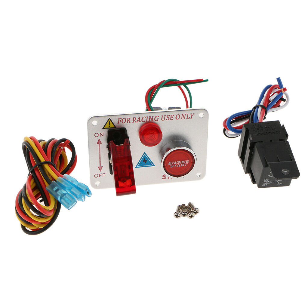 Race Car Ignition Switch Panel LED Toggle Engine Start Push Button Starter