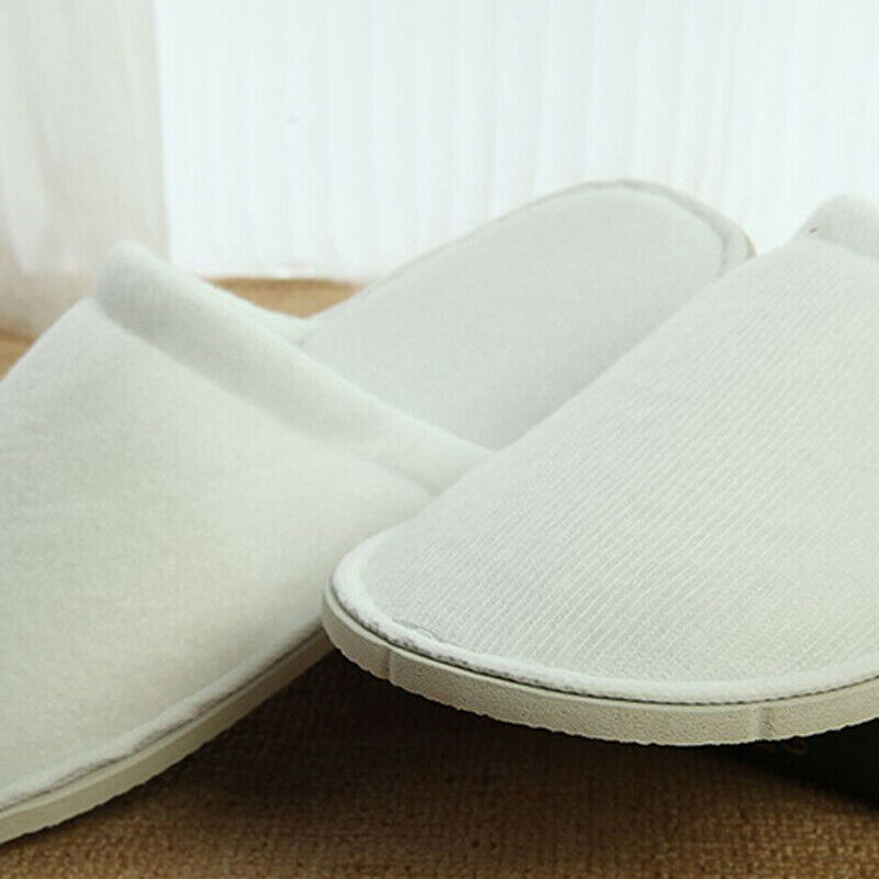 Women Men Disposable Spa Hotel Guest Slippers Close Toe Terry Style Slippers
