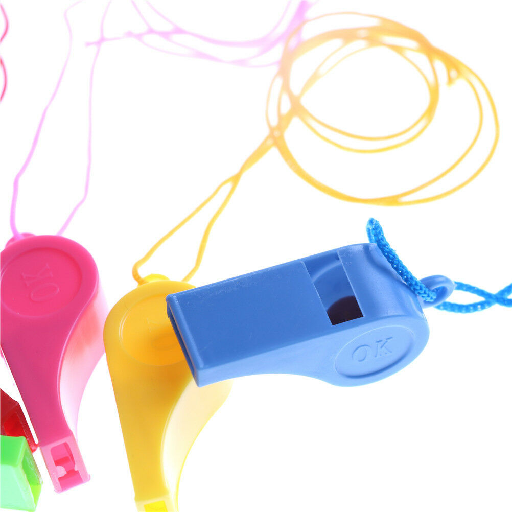 5Pcs/lot Plastic Whistle Wanyard Children Kids Party Bag Filler Outdoo.l8