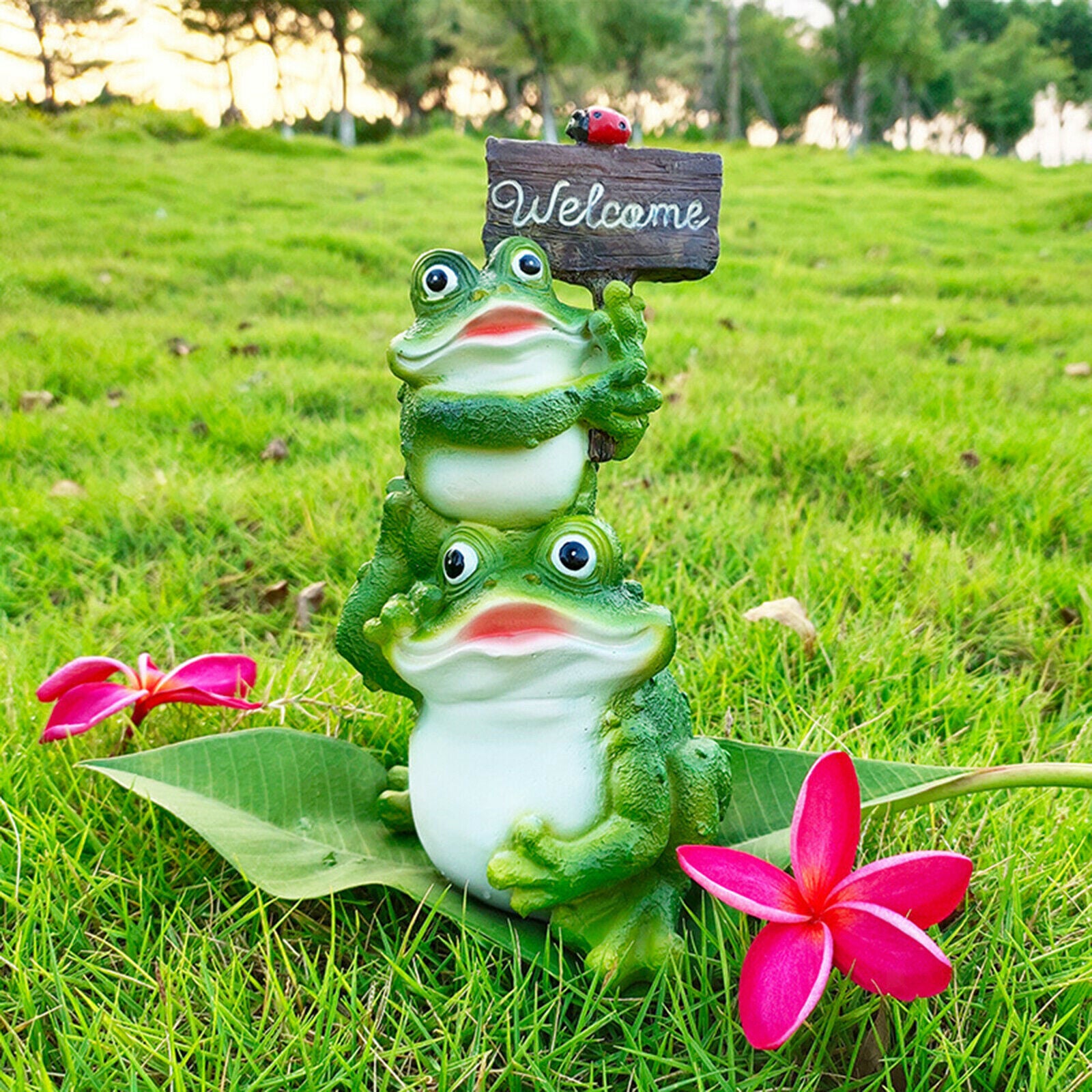 Welcome Frog Statue Garden Decor Lawn Ornament for Patio, Yard, Lawn Outdoor