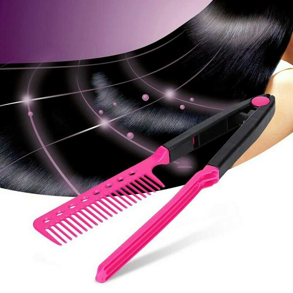 V-TYPE Straightening Hair Comb Brush Flat Dryer Styling Tool Hairdressing DIY US