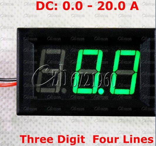 Green LED DC 0 To 20A Panel Meter Mini Digital Ammeter NEW