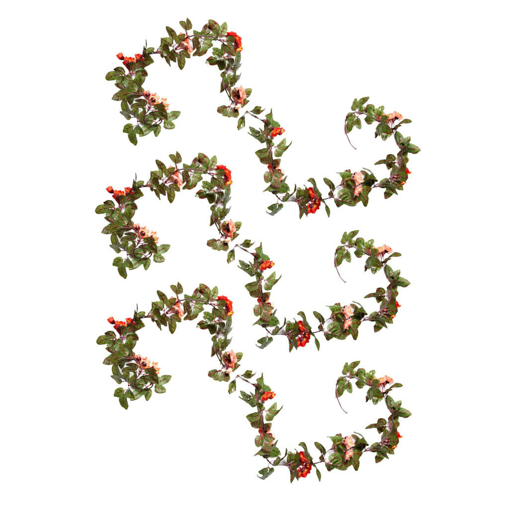 3pcs Vivid Color Vine Flowers Garland Silk Flower Garland Garden Fence Decor