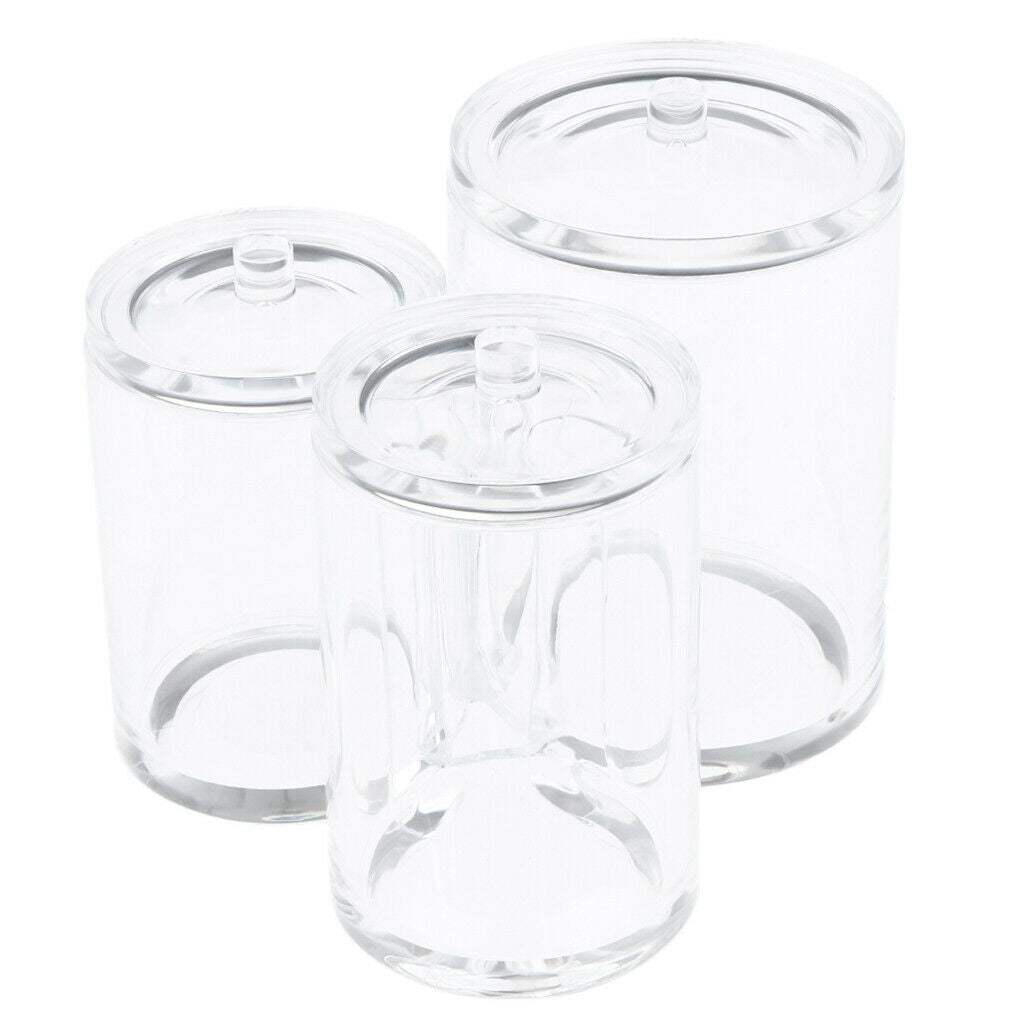 Clear Acrylic Brush Organizer Holder Cup Makeup Display 3 Space with Cover