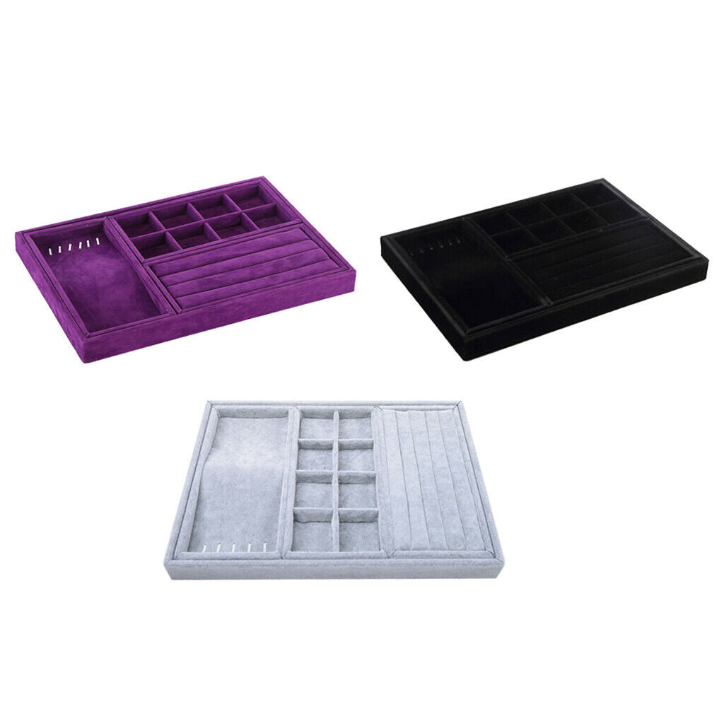 Velvet Jewelry Box Necklace Rings Display Holder Storage Organizer Purple