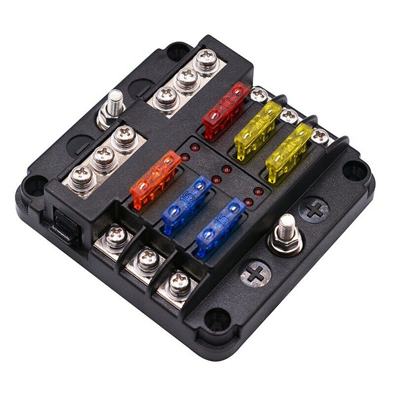 6-Way Waterproof Fuse Block,with LED Indicator 12 Circuits with Negative MarinR8