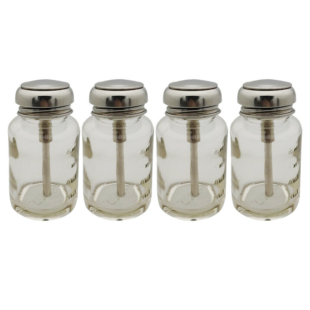 4 Pack 80ml Push Down Press Bottles Acetone Dispenser Container Leakproof